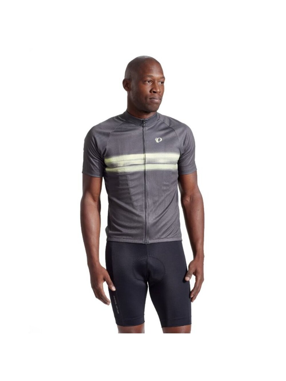 Pearl Izumi Classic Jersey Men's M Gray Green Full Zip Cycling Shirt Bike MTB